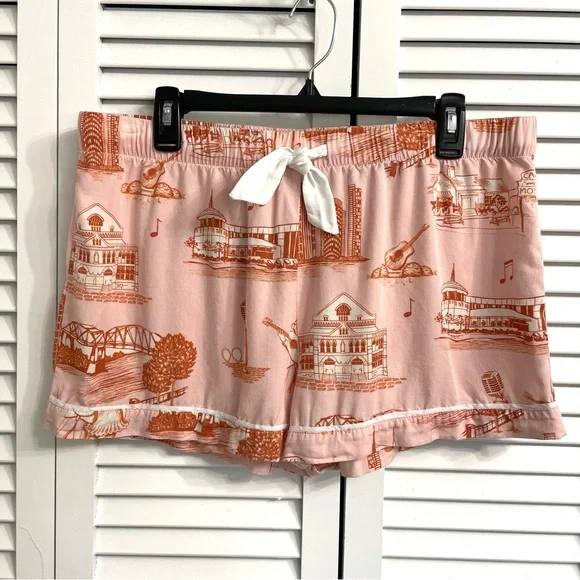 KATIE KIME Pink PJ Set Button Top & Shorts Nashville Johnny Cash & June Sz L - Picture 11 of 15